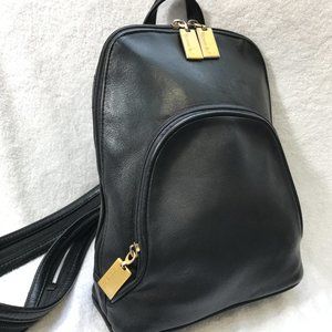 Vintage Tignanello Leather Black Convertible Sling Bag Backpack